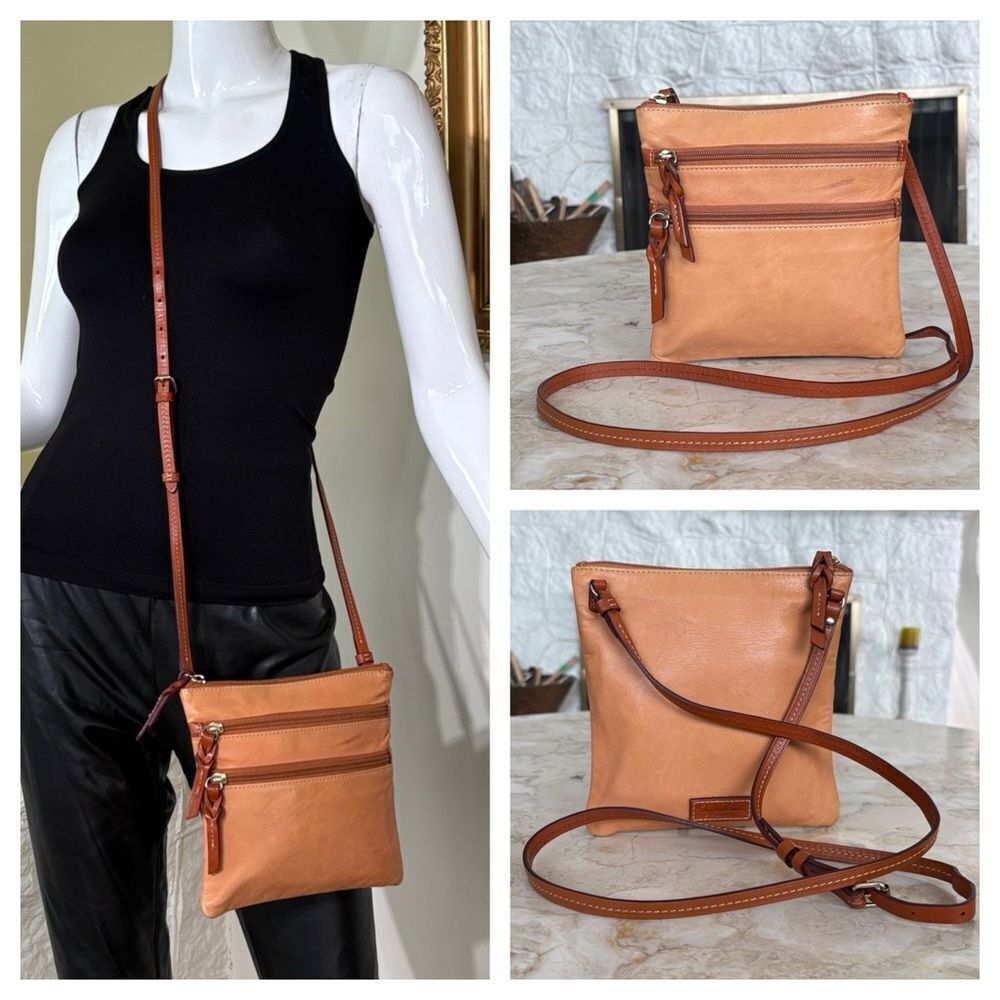Dooney & Bourke Leather Crossbody Bag North South Triple Zip